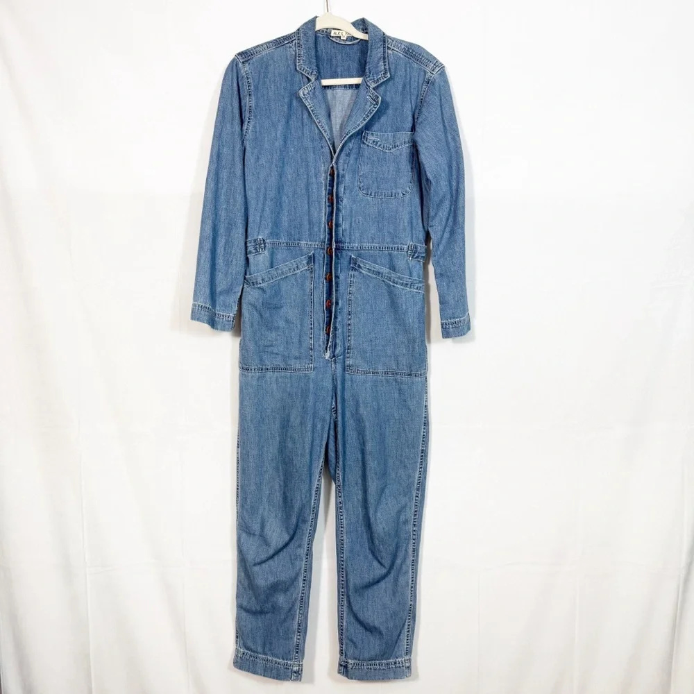 Alex Mill Standard Denim Jumpsuit Boiler Suit Coveralls Blue Utility Cotton - Picture 2 of 16
